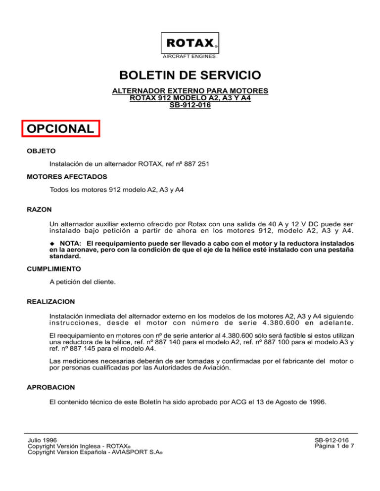 Boletin De Servicio Opcional Manualzz