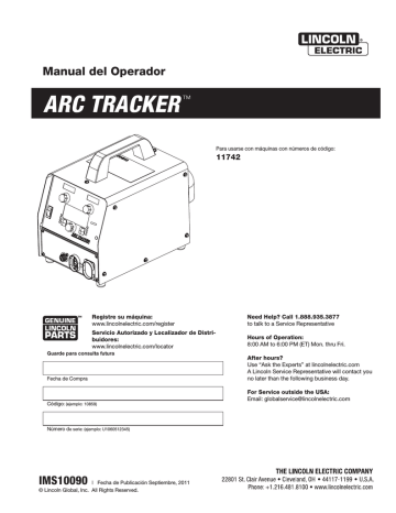 Lincoln Electric Arc Tracker - 11742 Instrucciones de operación | Manualzz