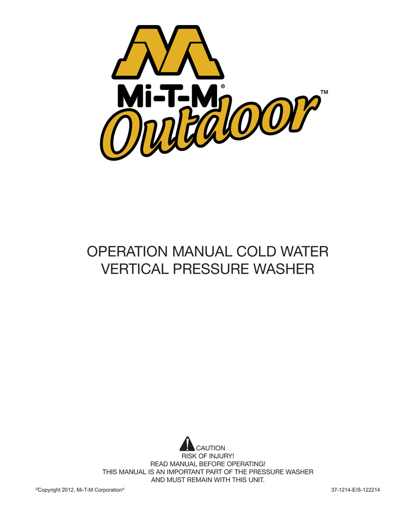 operation manual cold water vertical pressure washer Manualzz