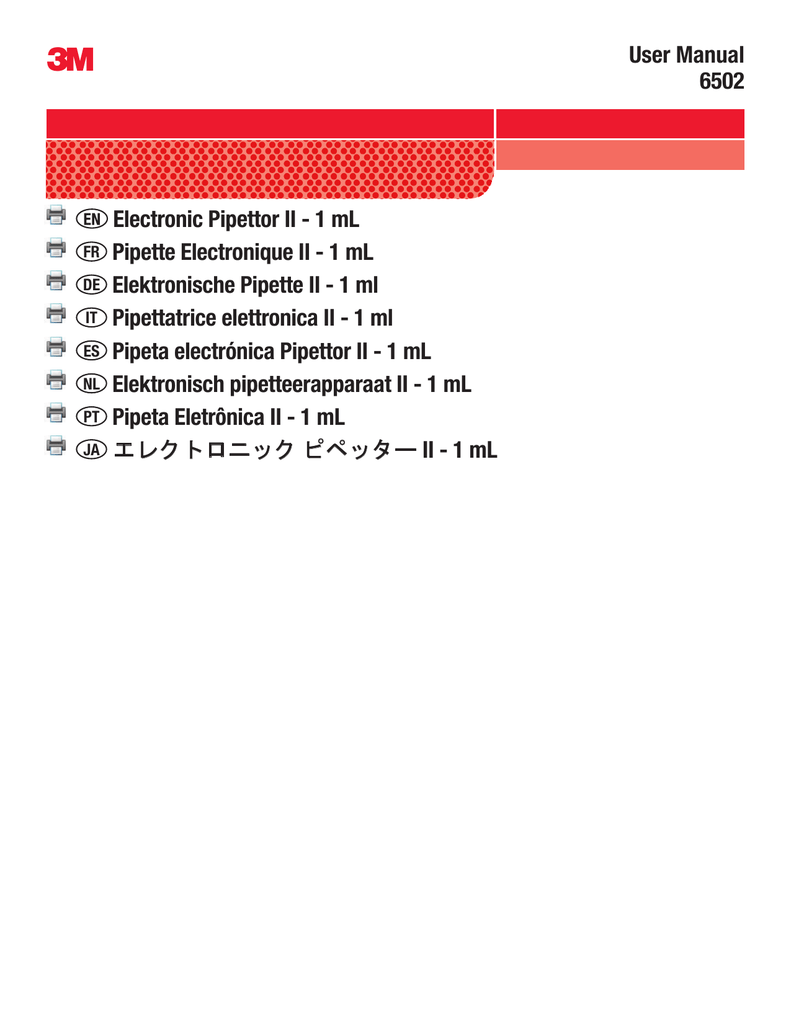 User Manual 6502 Electronic Pipettor II 1 mL FR Pipette Manualzz