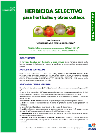 HERBICIDA SELECTIVO para hortícolas y otros cultivos | Manualzz