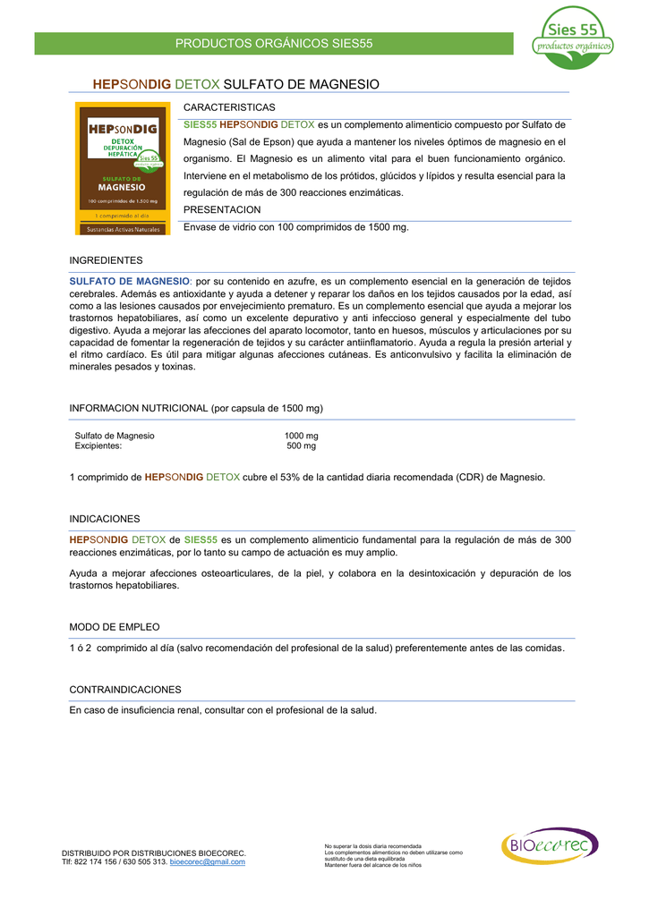 Dosis diaria recomendada de magnesio Dosis diaria recomendada de magnesio