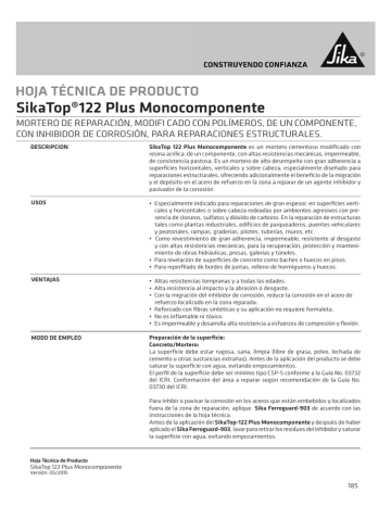 SikaTop-122 Plus Monocomponente | Manualzz