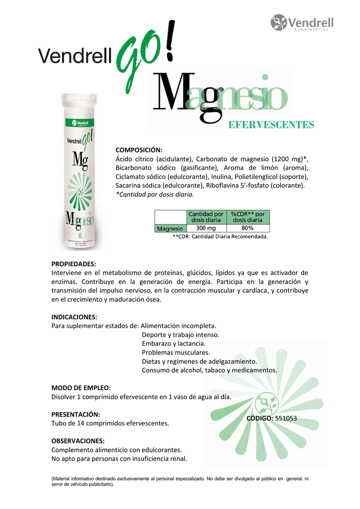 Cantidad diaria recomendada de carbonato de magnesio