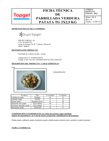 ficha técnica de parrillada verdura patata tg 2x2,5 | Manualzz