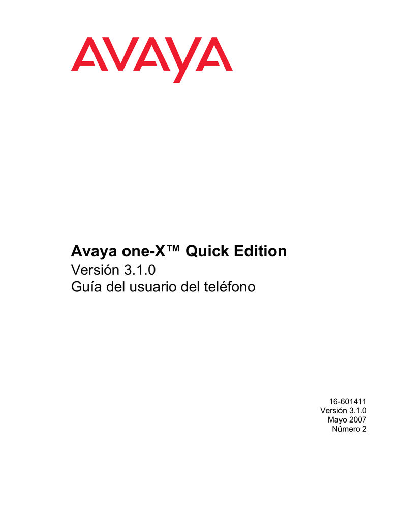 Avaya oneX™ Quick Edition Manualzz