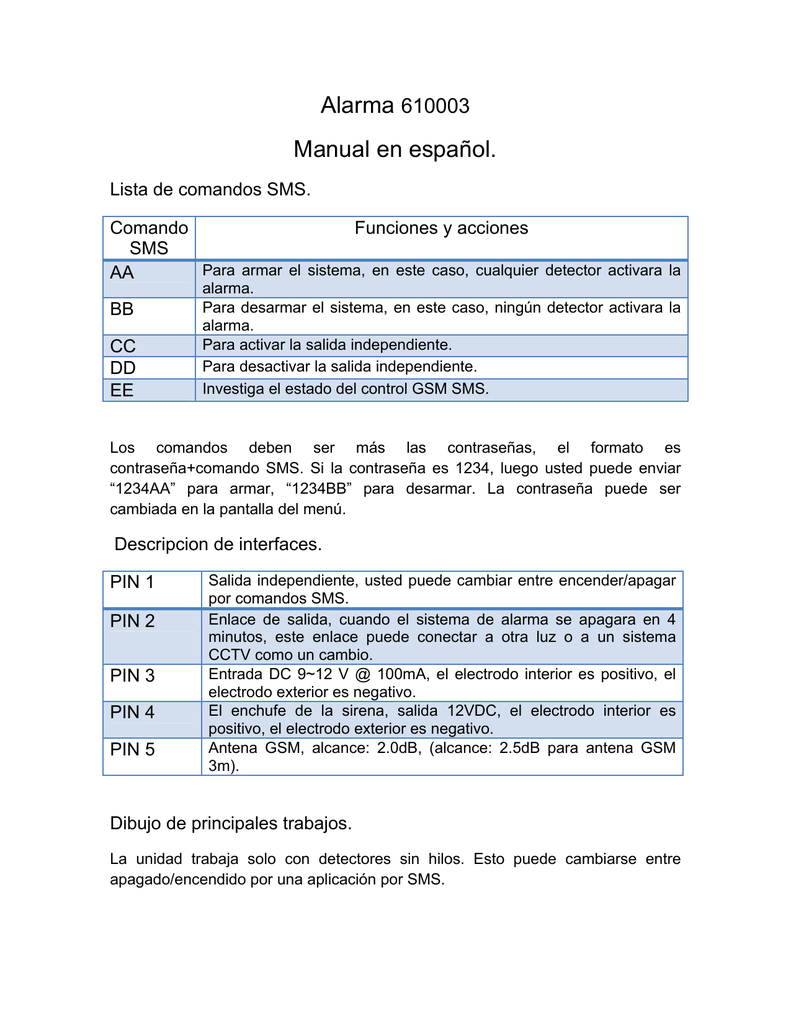 Alarma Manual En Espanol Manualzz