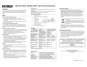 Extech Instruments AN25 Heat Index Anemometer Manuale utente | Manualzz