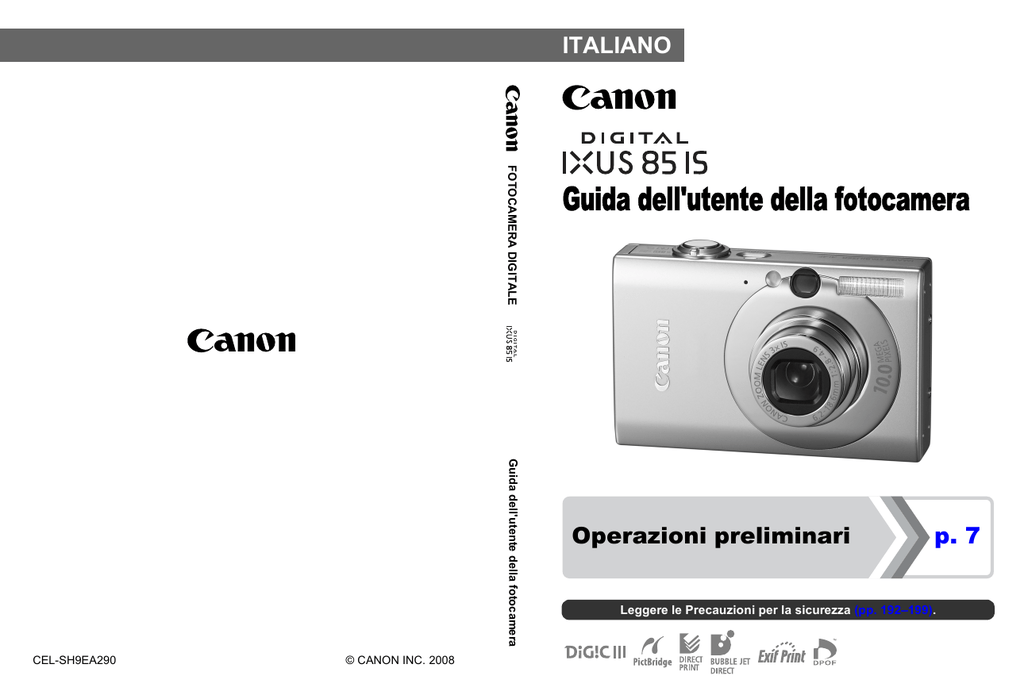 Canon Digital IXUS 85 IS Guida utente Manualzz
