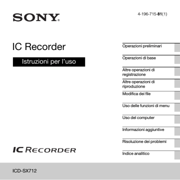 Manuale registratore digitale SONY | Manualzz