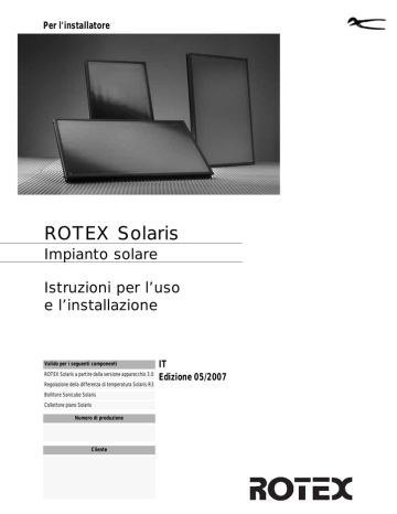 Installazione e uso impianto solare ROTEX Solaris R3, V21A, V26A, H26A ...
