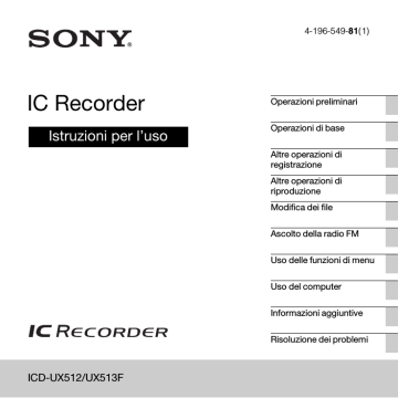 Sony ICD-UX512 Istruzioni per l'uso | Manualzz