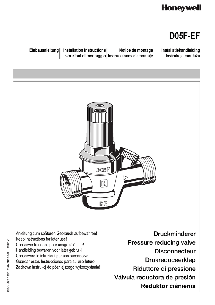 Pumpen & Wasserfiltersysteme Manometer Honeywell Druckminderer D04FM-1 ...