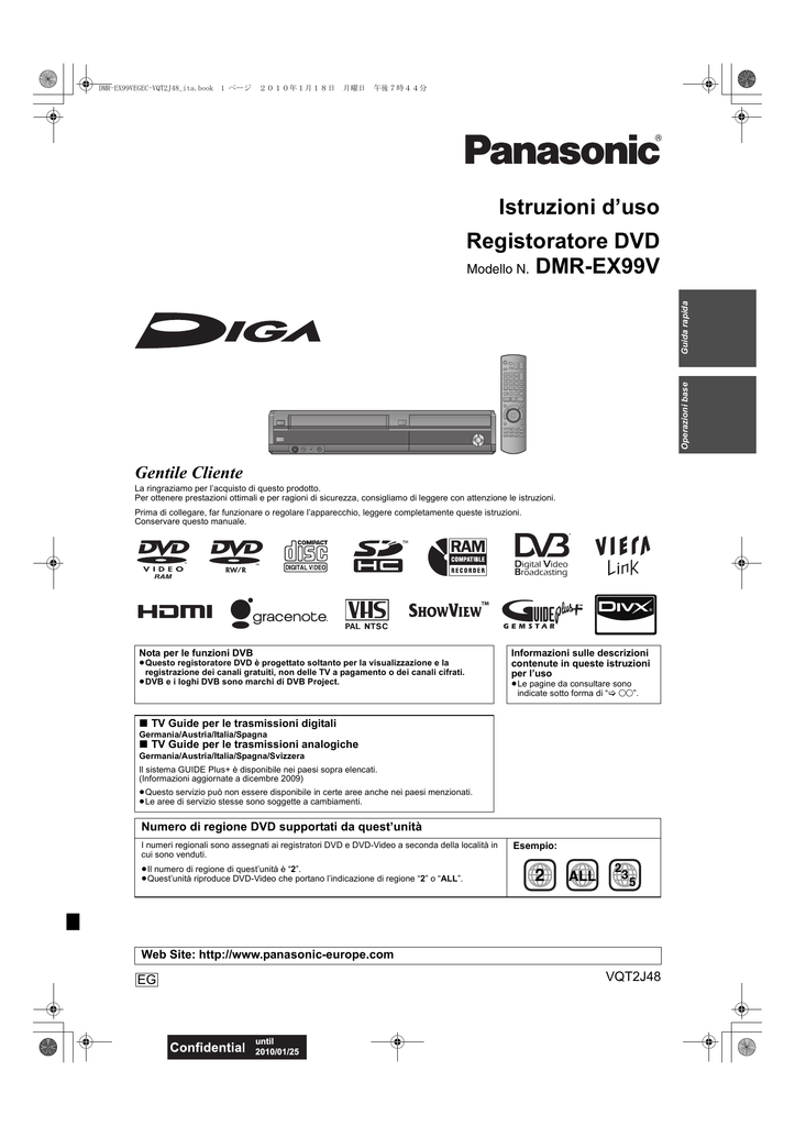 Panasonic Dmrex99v Operating Instructions Manualzz