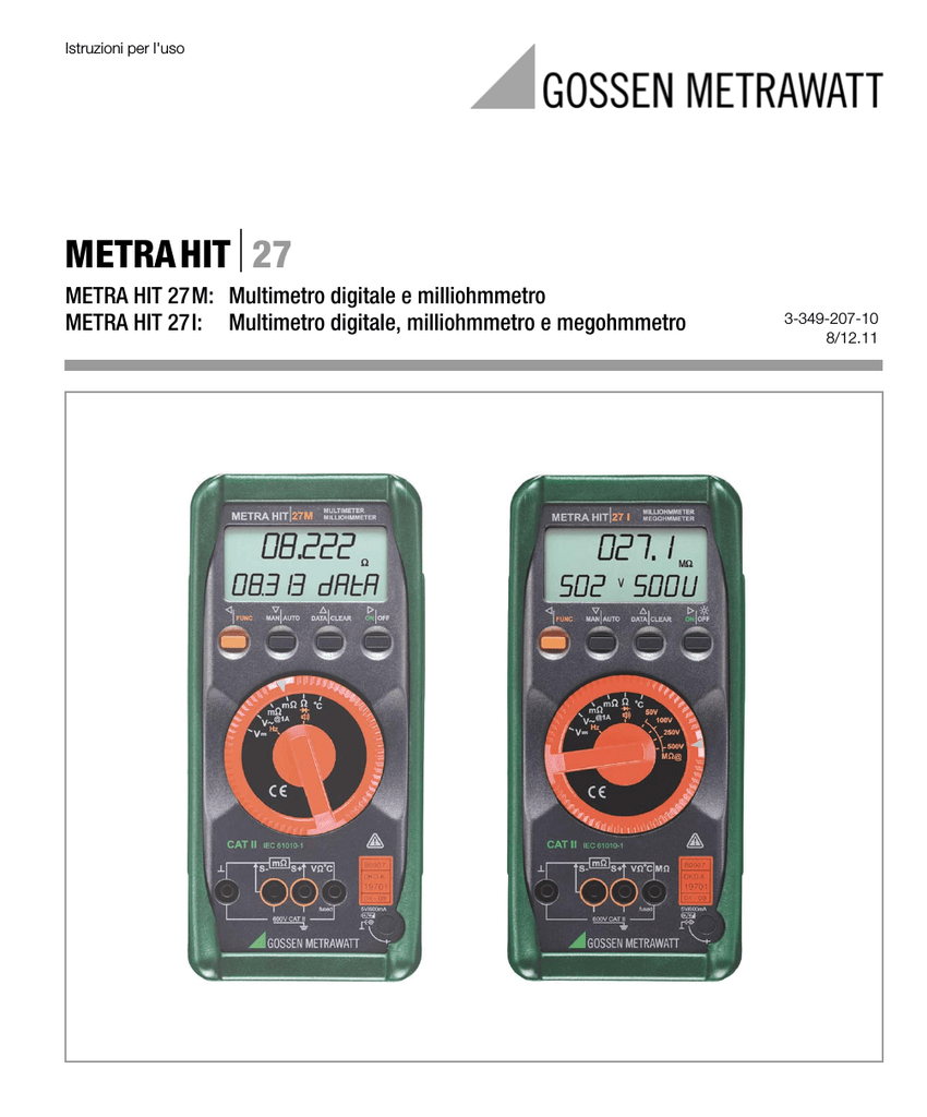 Gossen MetraWatt METRAHIT 27M Istruzioni per l'uso | Manualzz