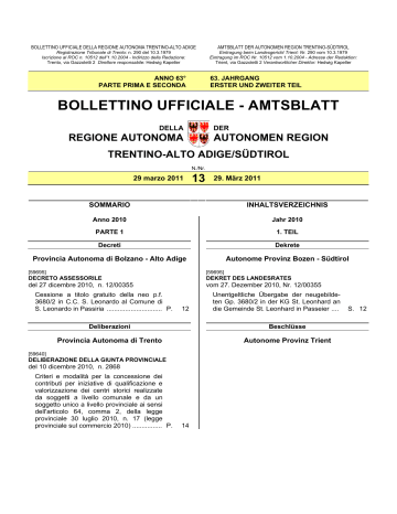 BOLLETTINO UFFICIALE - AMTSBLATT | Manualzz