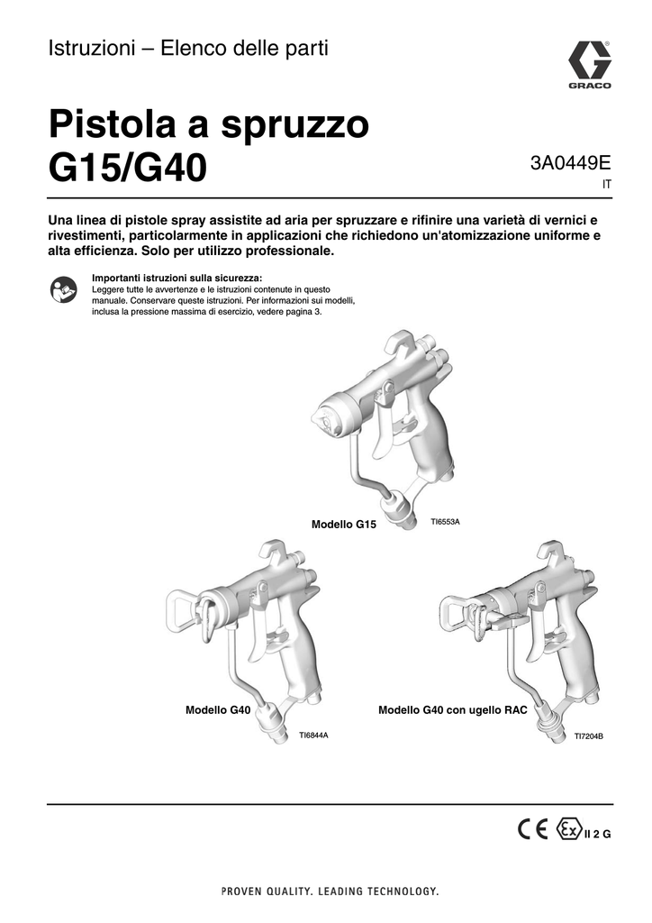 Graco 3A0449E, G15/G40 Spray Gun Instructions Manualzz