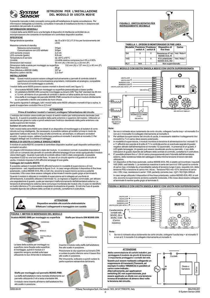 £ 30 SYSTEM SENSOR M210E SINGOLO modulo di input