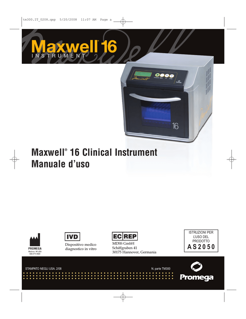 Maxwell 16 Clinical Instrument Manuale d`uso #TM300 | Manualzz