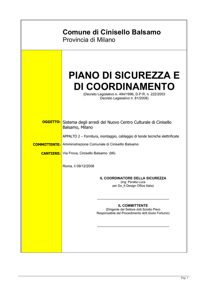 piano di sicurezza e di coordinamento Manualzz