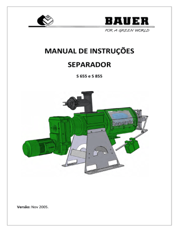 Manual De Operação - Separador S655-S855 | Manualzz