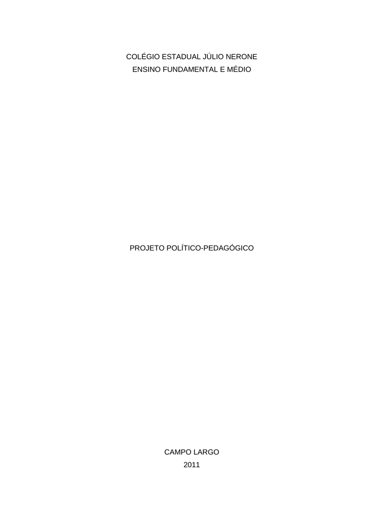 ppp 2011 em reformulação - Colégio Estadual Júlio Nerone | Manualzz