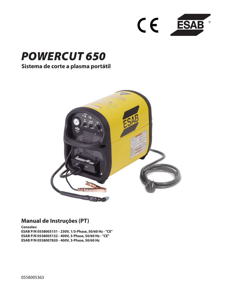 ESAB Powercut 650 Portable Plasma Cutting System Instruction manual