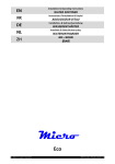 Water Softener Micro Eco Installation &amp; Operating Instructions