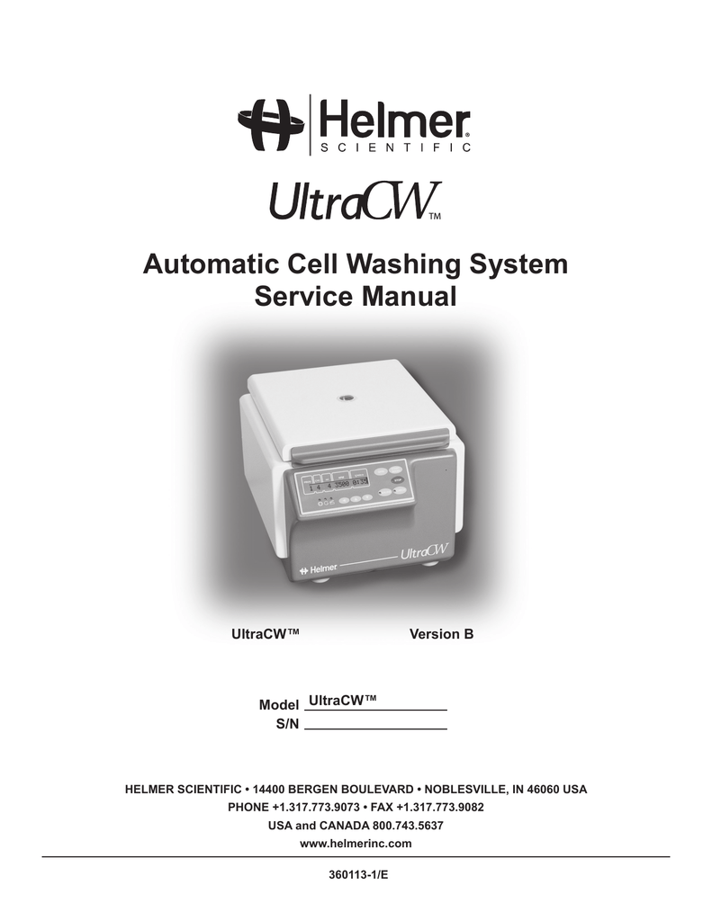 UltraCW Automatic Cell Washing System Service Manual Manualzz