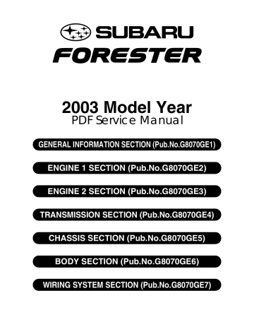 Subaru 2003 Forester Service Manual | Manualzz