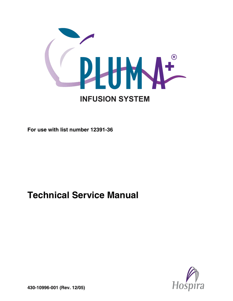 HOSPIRA Plum A+ Infusion Pump Service Manual Manualzz