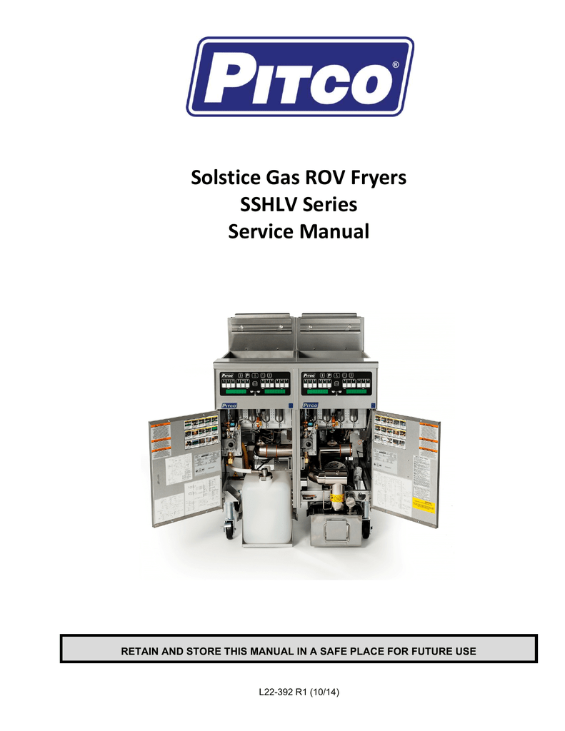 Solstice Gas Rov Fryers Sshlv Series Service Manual Manualzz