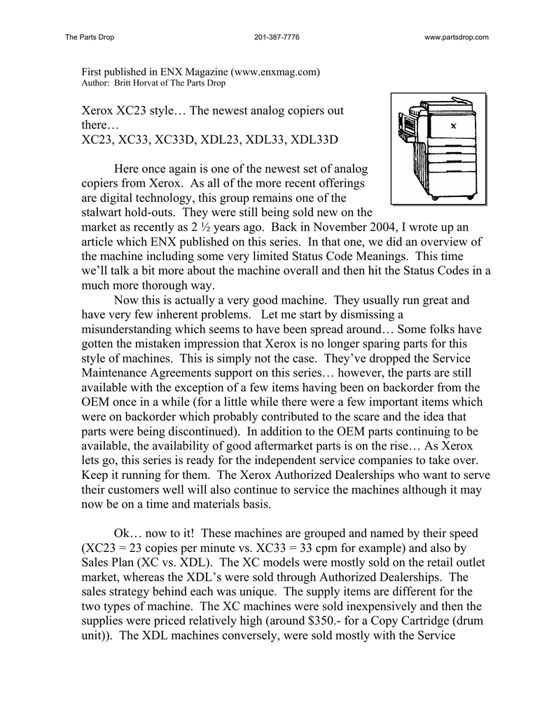 Xerox XC23 style Copier Technical Information from service manual | manualzz.com