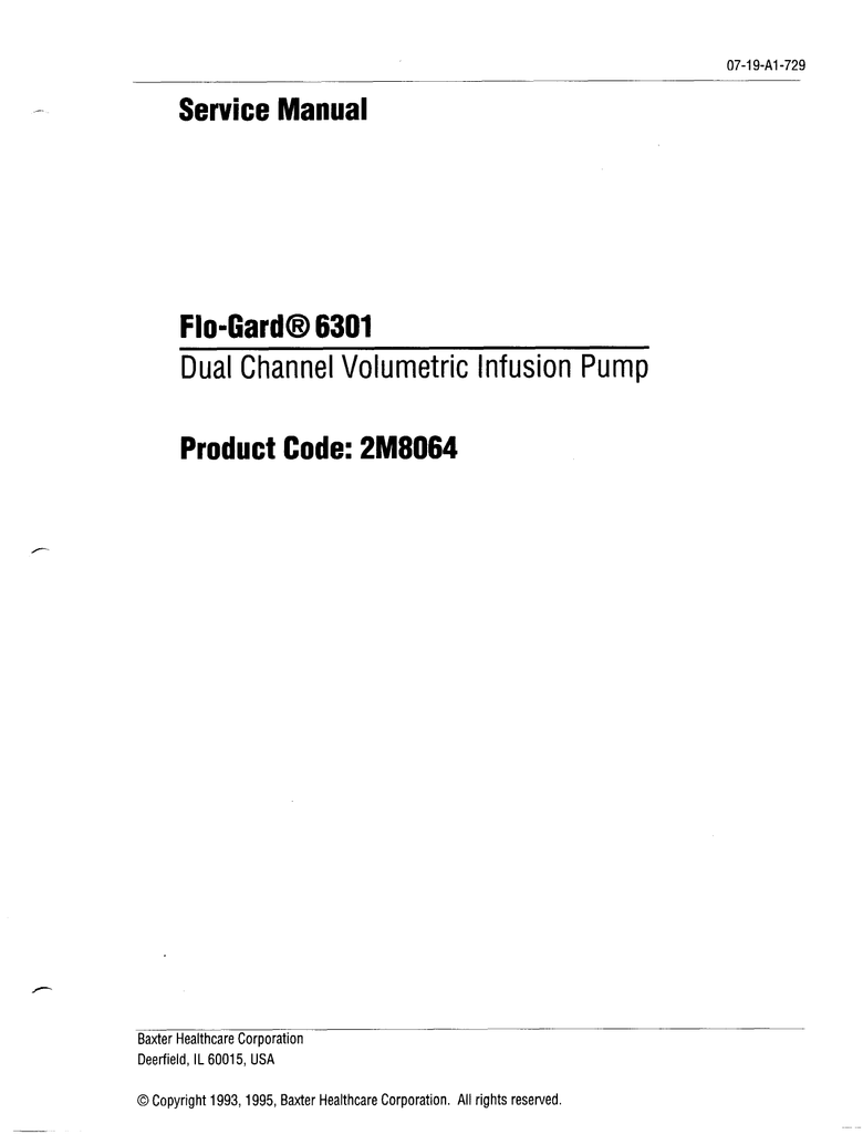 BAXTER Flogard 6301 Infusion Pump Service Manual Manualzz