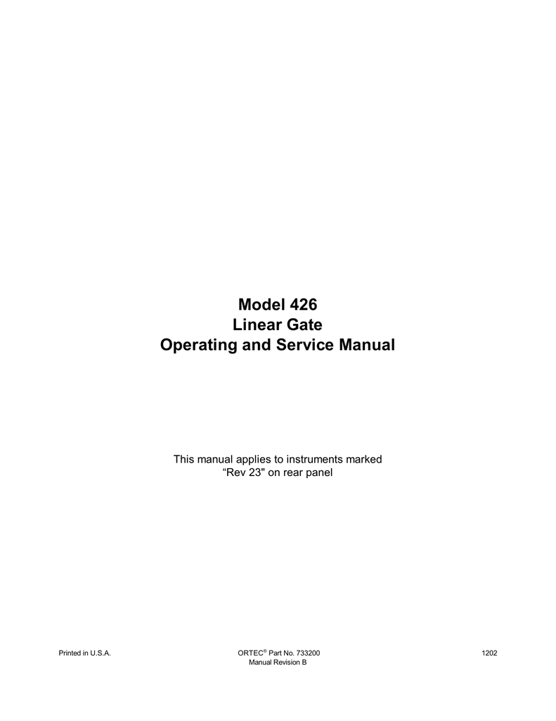 Ortec 426 Linear Gate Manual Manualzz