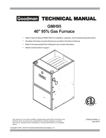 GOODMAN GMH950453BXA Technical Manual | Manualzz
