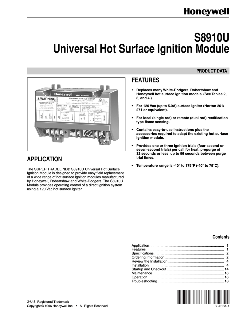 680161 S8910U Universal Hot Surface Ignition Module Manualzz