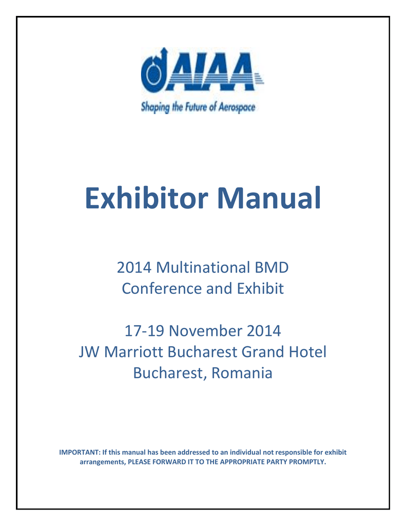 Exhibitor Manual American Institute Of Aeronautics And Astronautics Manualzz