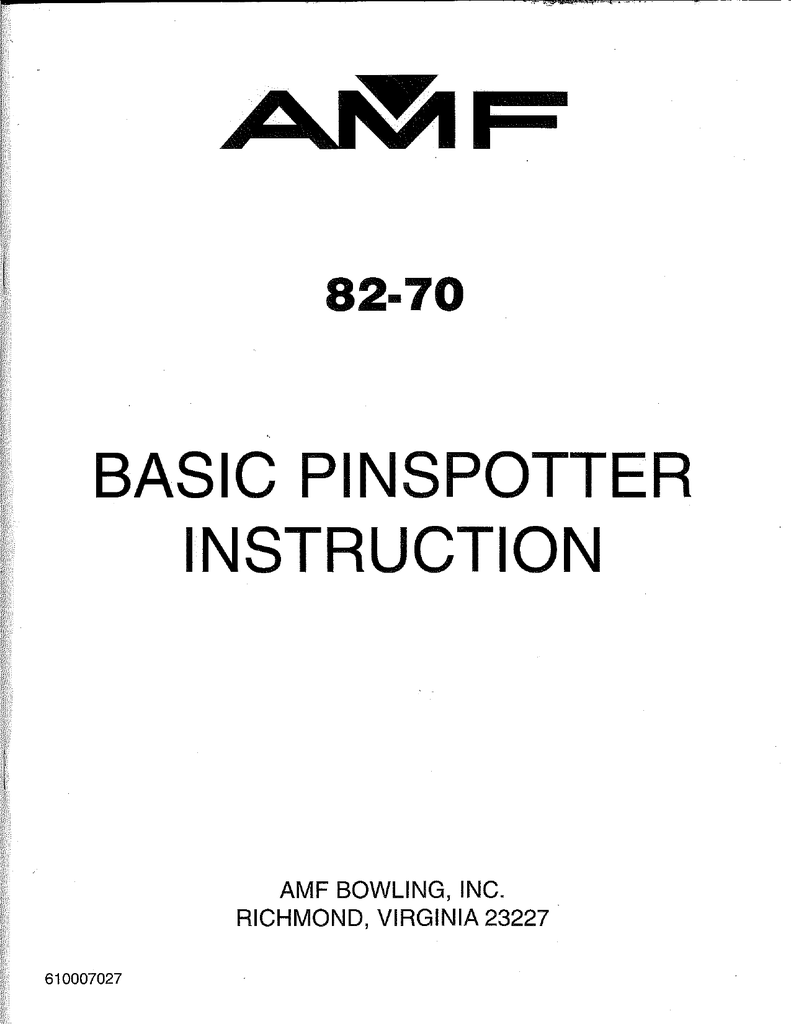 Basic Pinspotter Instruction | Manualzz