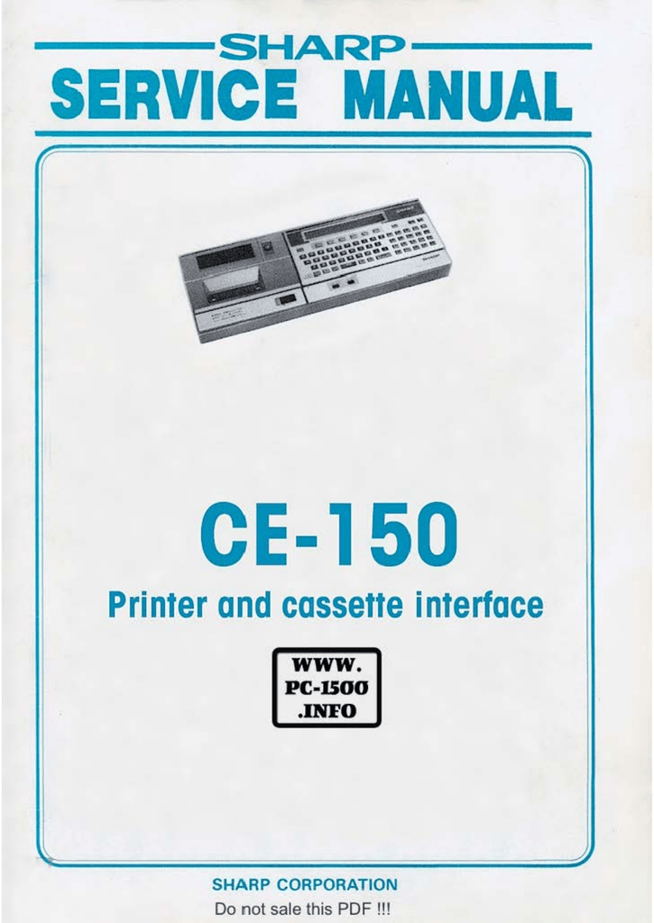 Sharp Ce 150 Service Manual Printer And Cassette Pc Manualzz