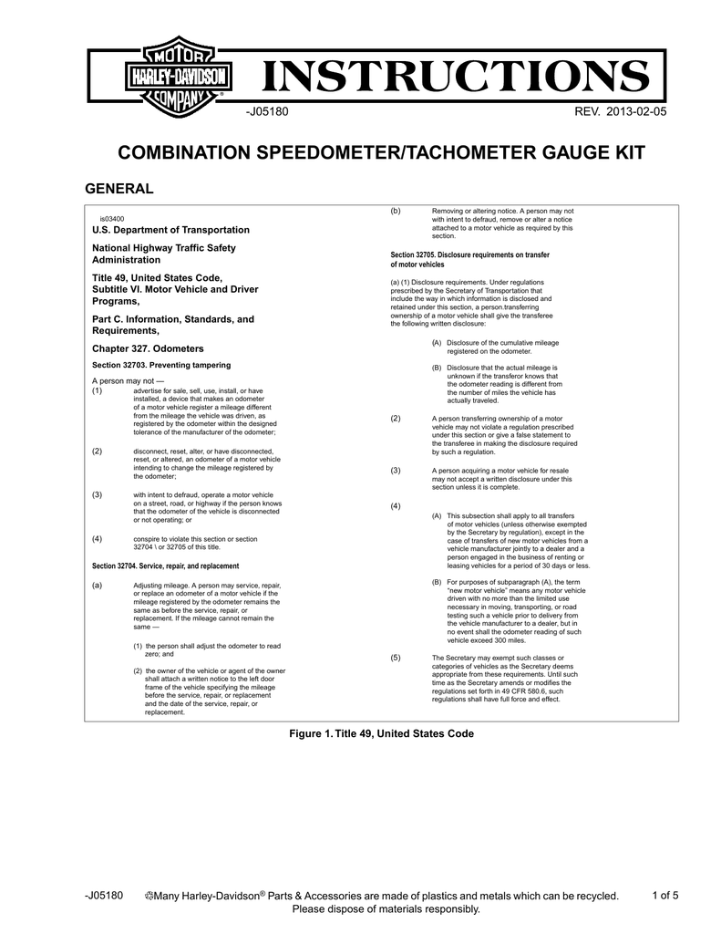 COMBINATION SPEEDOMETER/TACHOMETER GAUGE KIT Manualzz