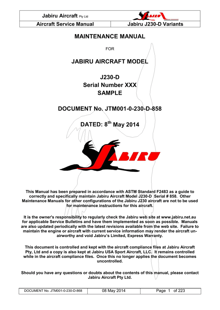Jabiru Aircraft Service Manual Manualzz