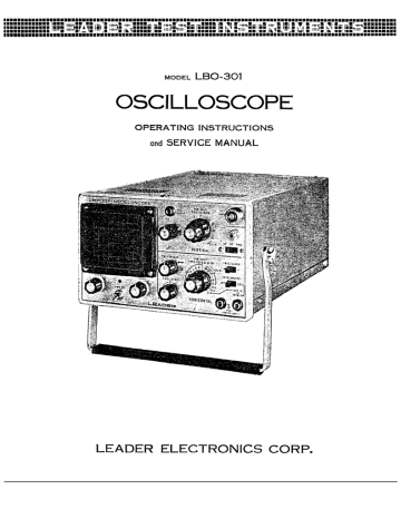 Leader LBO-314 & LBO-315 Operating & Service Manuals Leader LBO-314 & LBO-315 Operating & Service Manuals