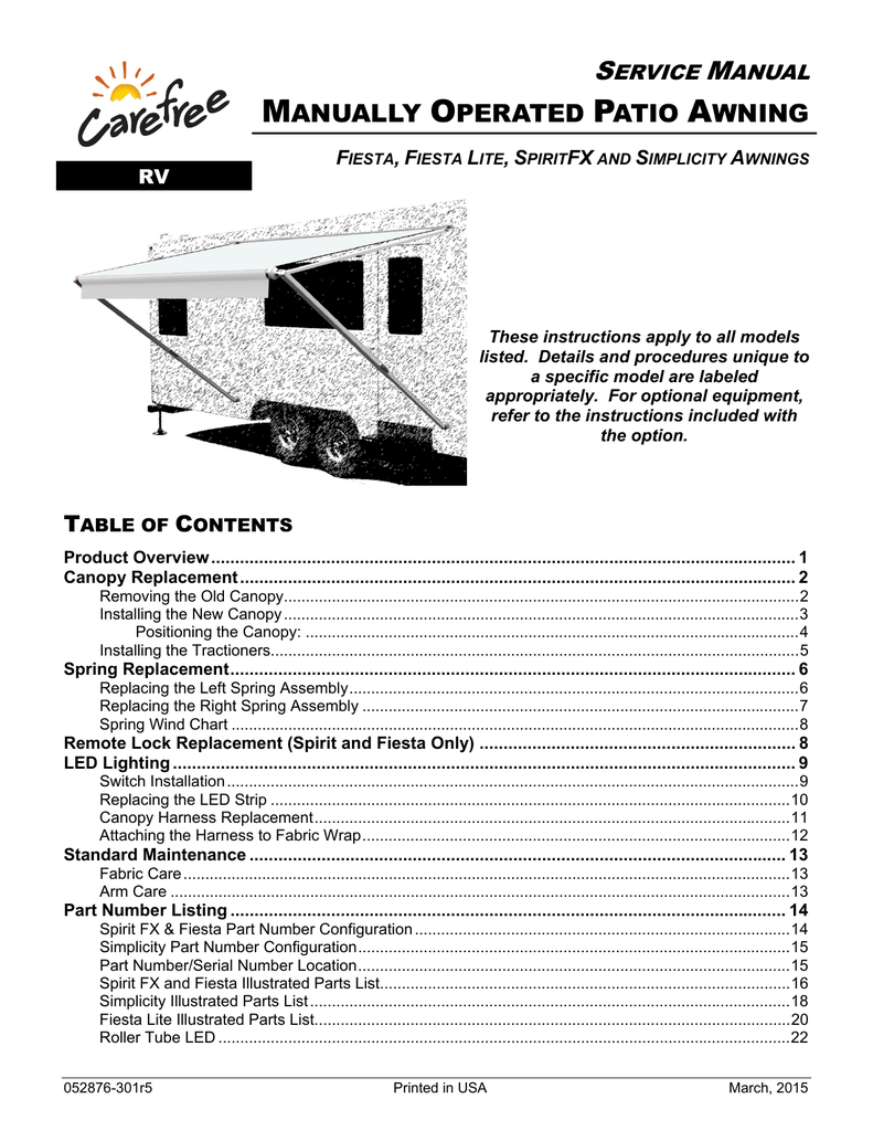 Patio Awning Service Manual Manualzz