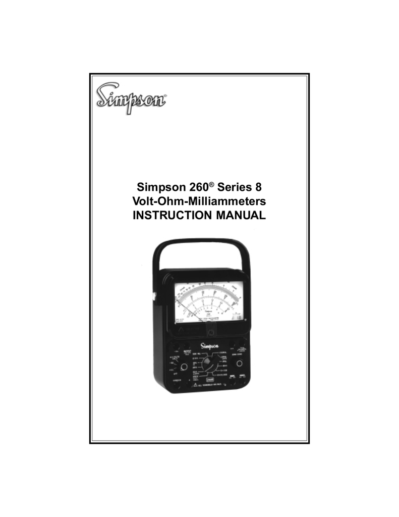 Simpson 260 Series 8 Instruction manual Manualzz