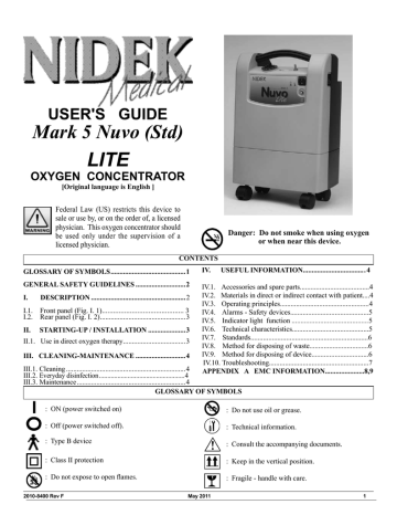 Nidek Nuvo Lite Mark 5 Oxygen Concentrator Service Manual Manualzz