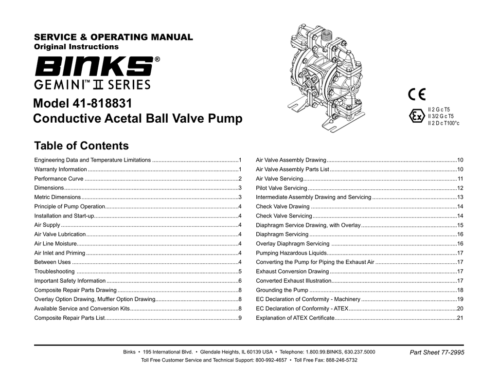 Binks Gemini II Pumps User manual Manualzz