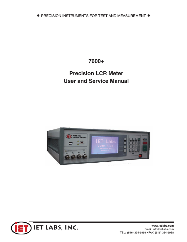 IET 7600 Plus Precision LCR Meter Manual Manualzz