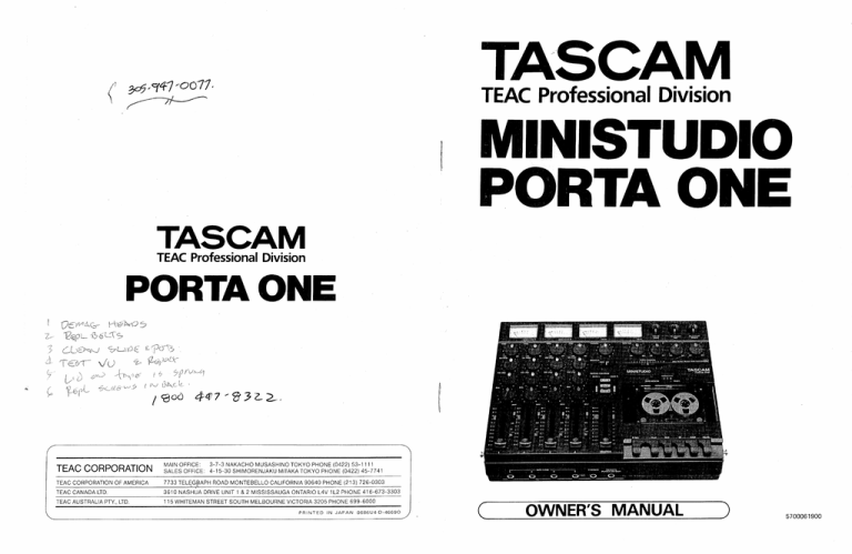 Tascam Porta One User Manual Manualzz