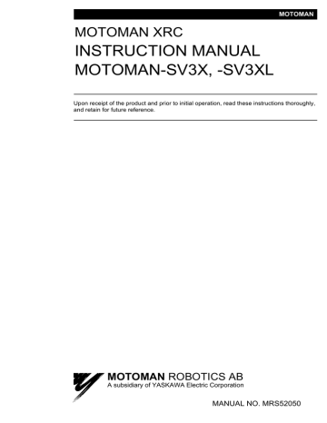 INSTRUCTION MANUAL MOTOMAN-SV3X, | Manualzz